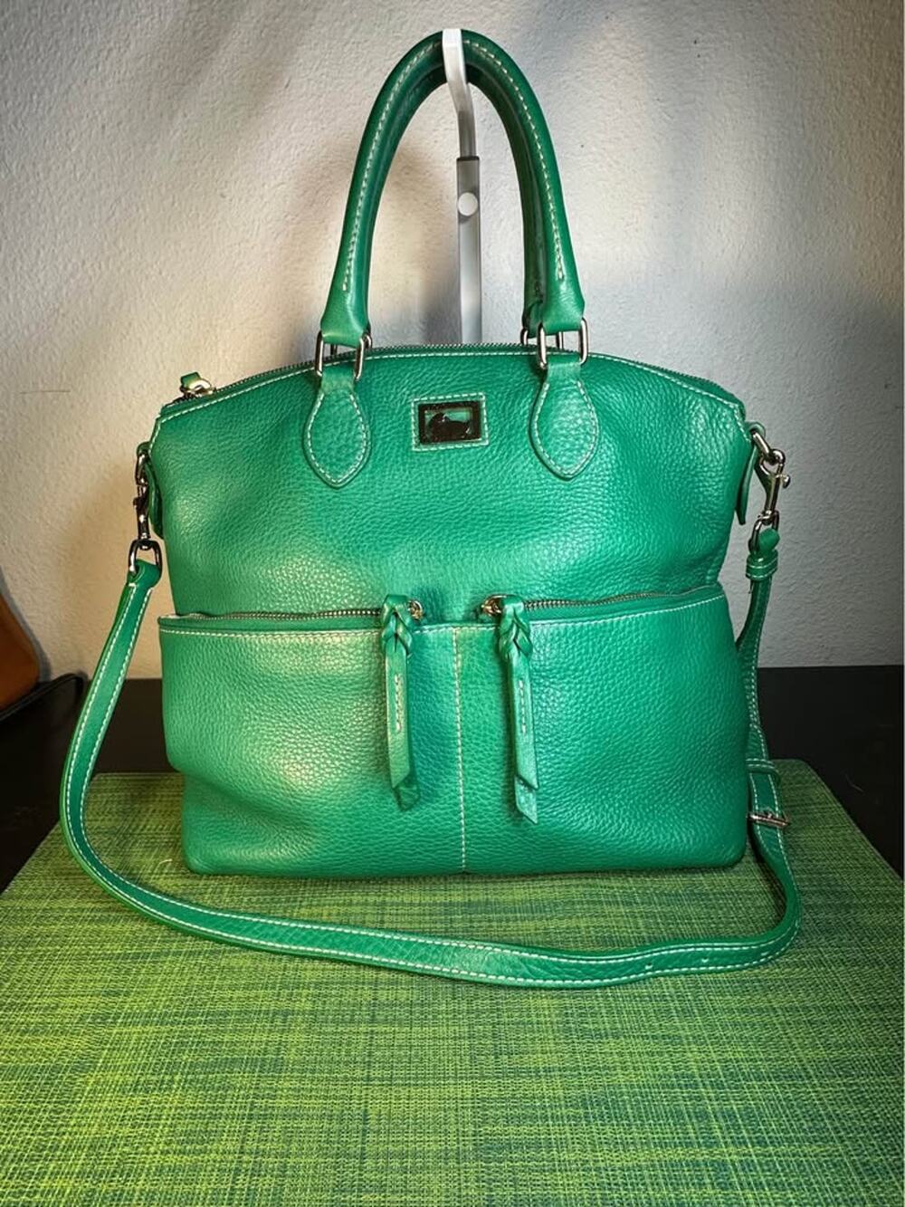 Dooney & Bourke Dillen Double Pocket Satchel - Kelly Green Pebbled Leather